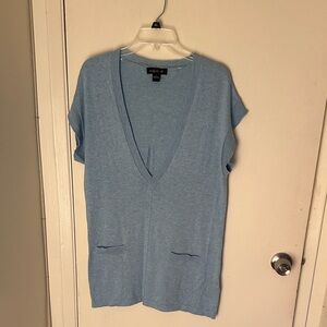 August Silk Light Blue V-Neck Sweater